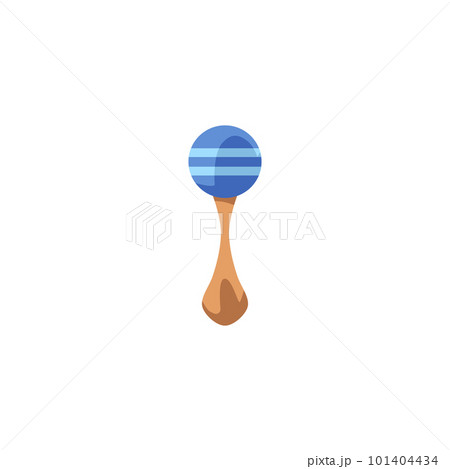 Baby rattle with blue strips flat style, vector illustration Baby rattle with blue strips flat style, vector illustration 101404434
