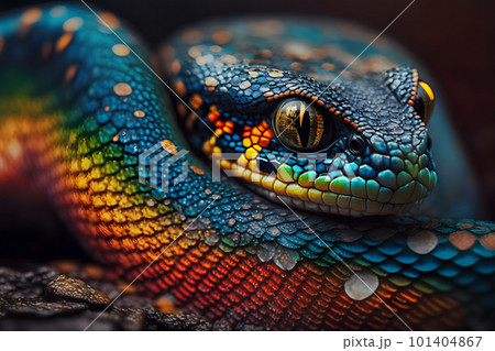 beautiful colorful snake, brazilian rainbow boa. Neural network AI generated art 101404867