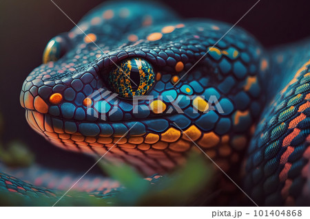 beautiful colorful snake, brazilian rainbow boa. Neural network AI generated art 101404868