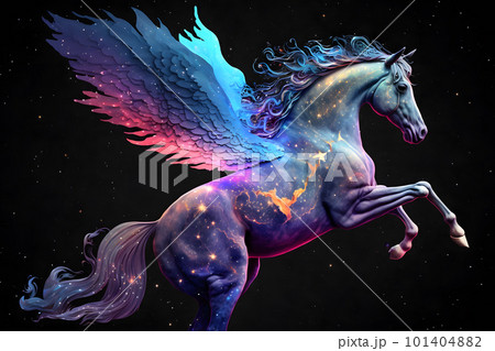 Fairy space winged horse pegasus. Neural network AI generated art Fairy space winged horse pegasus. Neural network AI generated art 101404882
