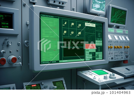 Interior of operating room in modern clinic with computer equipment. Neural network AI generated art 101404963