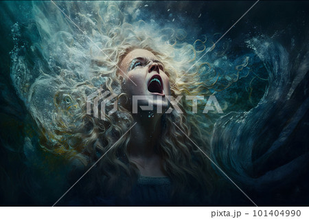 Fantasy portrait of a screaming woman. Neural network AI generated art Fantasy portrait of a screaming woman. Neural network AI generated art 101404990
