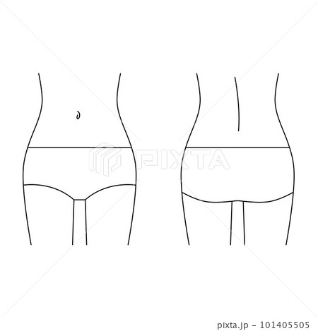 お腹・背中・お尻のイラスト・線画・モノクロ 101405505