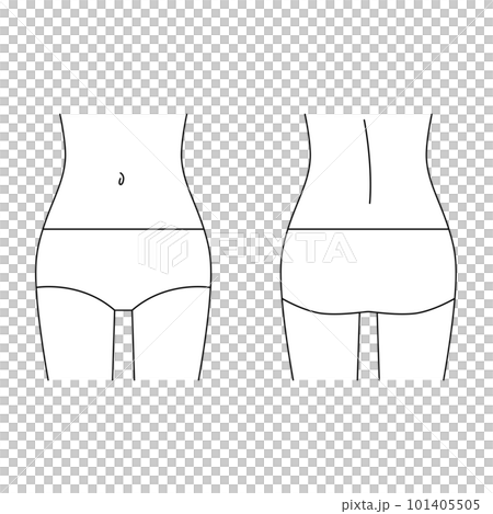 お腹・背中・お尻のイラスト・線画・モノクロ 101405505