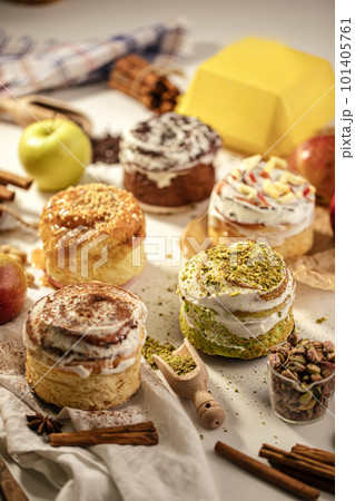 Variety of different assorted cinnabon buns set Variety of different assorted cinnabon buns set 101405761