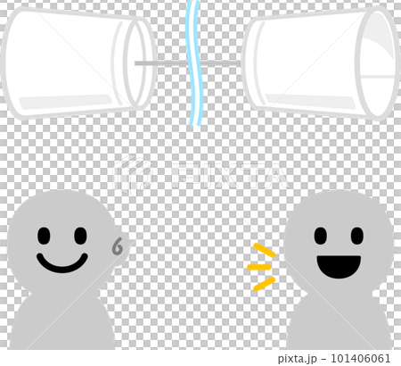 A person who talks with a paper cup thread telephone 101406061