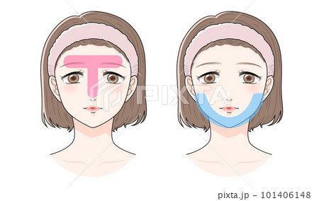 T・Uゾーン 目を開けたヘアバンドをつけた女性のセット スキンケア T・Uゾーン 目を開けたヘアバンドをつけた女性のセット スキンケア 101406148