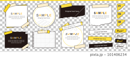 Design frame set Various memo papers fastened with masking tape Design frame set Various memo papers fastened with masking tape 101406234