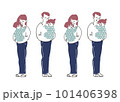 子供を抱える両親の全身イラストセット 101406398