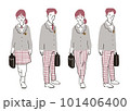 制服を着た学生全身イラストセット 101406400