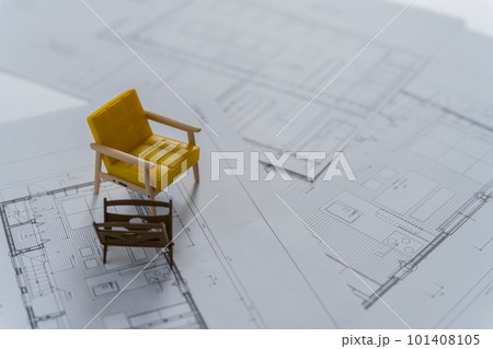 建築図面 マイホーム建築設計イメージ素材 建築図面 マイホーム建築設計イメージ素材 101408105