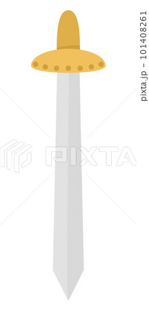 Vector knight sword icon. Fairy tale armor. Fairytale soldier sword. Cartoon medieval weapon illustration. 101408261