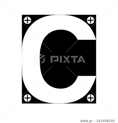 C letter logo plate screwed on screws, sign copyright protection C letter logo plate screwed on screws, sign copyright protection 101408291