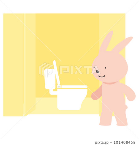 洋式トイレで安心するうさぎのベクターイラスト 洋式トイレで安心するうさぎのベクターイラスト 101408458