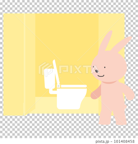 洋式トイレで安心するうさぎのベクターイラスト 洋式トイレで安心するうさぎのベクターイラスト 101408458