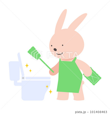 洋式トイレを掃除するうさぎのベクターイラスト 洋式トイレを掃除するうさぎのベクターイラスト 101408463