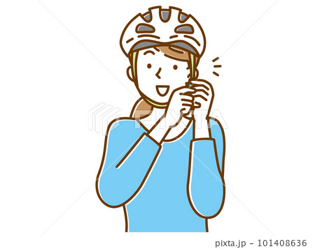 自転車のヘルメットをかぶる女性のイラスト 101408636