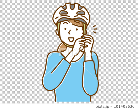 自転車のヘルメットをかぶる女性のイラスト 101408636