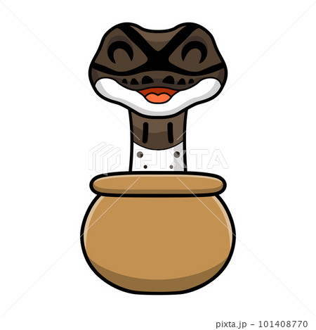 Cute oreo pied ball python cartoon inside the sack 101408770