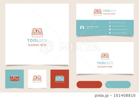 Toolbox logo design with editable slogan. Branding book and business card template. 101408810