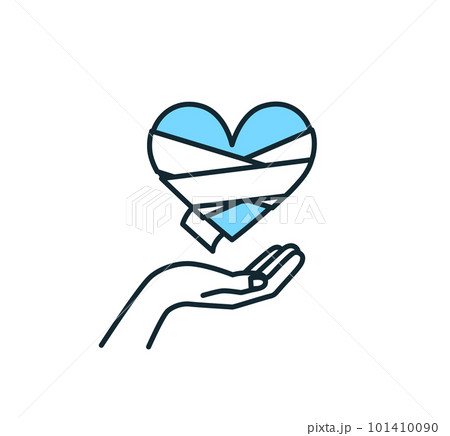 心を治療する。傷ついた心を癒す。ハートのベクターイラスト素材。 101410090