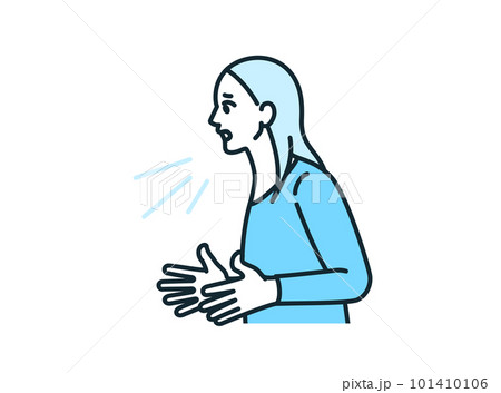 納得できない事柄に意見するビジネスパーソン。主張する女性のイラスト素材。 101410106