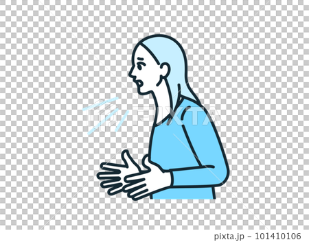 納得できない事柄に意見するビジネスパーソン。主張する女性のイラスト素材。 101410106