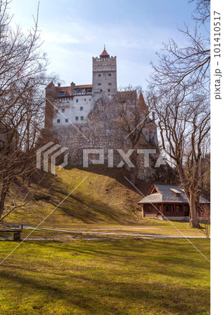 Dracula Bran medieval castle, sunset view, Romania 101410517