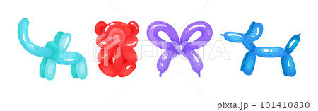 Bright Animal Figures Made of Balloon Vector Set 101410830
