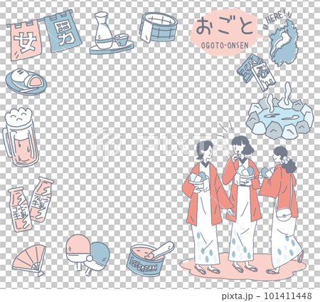 一組日本志賀溫泉溫泉偶像和穿著浴衣的女性朋友(線描溫柔色) 一組日本志賀溫泉溫泉偶像和穿著浴衣的女性朋友(線描溫柔色) 101411448