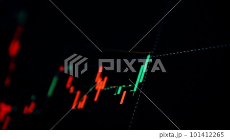 Bitcoin market price candlesticks on the crypto trading terminal screen. Cryptocurrency exchange Bitcoin market price candlesticks on the crypto trading terminal screen. Cryptocurrency exchange 101412265