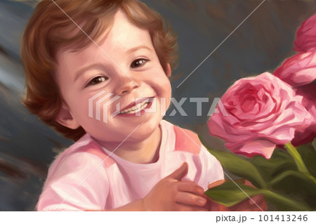 Young boy in romanctic mood with flower as a gift in his hand, AI generative image Young boy in romanctic mood with flower as a gift in his hand, AI generative image 101413246