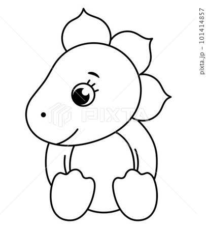 Vector cute baby dinosaur line icon isolated on white background. Funny black and white dino child character. Cute little prehistoric reptile outline illustration. Stegosaurus coloring page Vector cute baby dinosaur line icon isolated on white background. Funny black and white dino child character. Cute little prehistoric reptile outline illustration. Stegosaurus coloring page 101414857