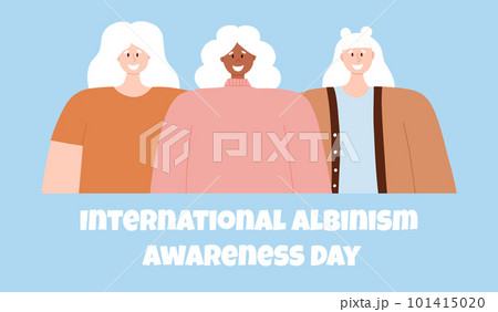 Portrait of an albino women. Vector illustration of women with albinism. International Albinism Awareness Day. Albinism. Genetic rare disorder. 101415020