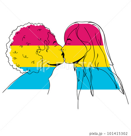 Pansexual people kissing. Pride month. Pansexual people kissing. Pride month. 101415302