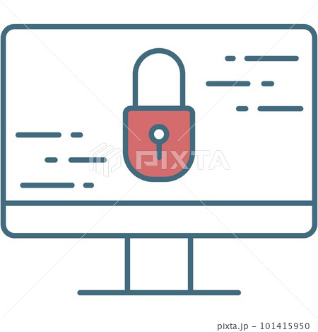 Computer monitor screen and lock icon vectorのイラスト素材 [101415950] - PIXTA