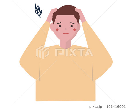 焦る男性。頭を抱える、悩む、トラブル、頭痛。ベクターイラスト 焦る男性。頭を抱える、悩む、トラブル、頭痛。ベクターイラスト 101416001