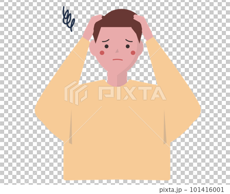 焦る男性。頭を抱える、悩む、トラブル、頭痛。ベクターイラスト 焦る男性。頭を抱える、悩む、トラブル、頭痛。ベクターイラスト 101416001