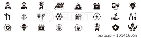 Electricity set of icons. Vector icons in flat lin 101416058