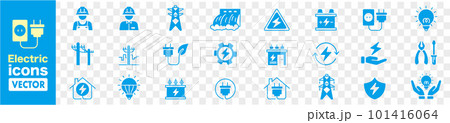 Electricity set of icons. Vector icons in flat lin 101416064