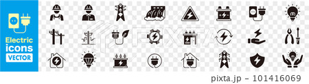 Electricity set of icons. Vector icons in flat lin Electricity set of icons. Vector icons in flat lin 101416069