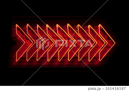 Red arrows pointing right - Neon light Red arrows pointing right - Neon light 101416197