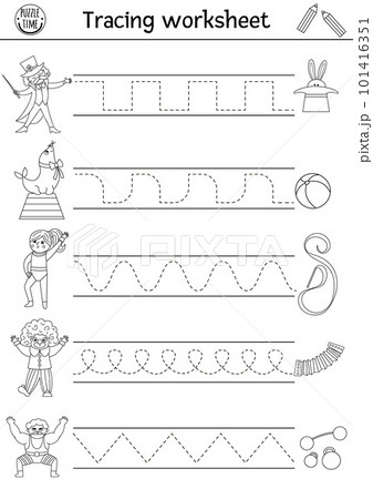 Vector circus handwriting practice worksheet. - Stock Illustration  [101416351] - PIXTA