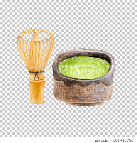 茶道の道具 抹茶と茶筅 水彩 イラスト 茶道の道具 抹茶と茶筅 水彩 イラスト 101416750