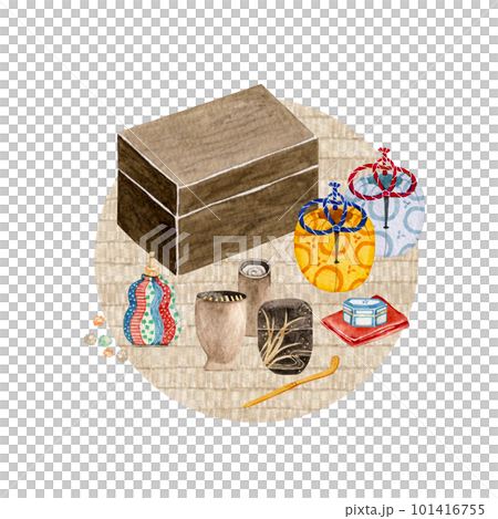 茶道の道具箱セット 水彩 イラスト 茶道の道具箱セット 水彩 イラスト 101416755