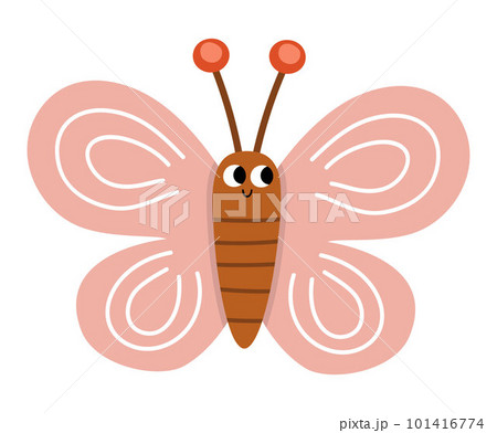 Vector flat pink butterfly icon. Adorable farm picture. Funny woodland, forest or garden insect. Cute bug illustration for kids isolated on white background Vector flat pink butterfly icon. Adorable farm picture. Funny woodland, forest or garden insect. Cute bug illustration for kids isolated on white background 101416774