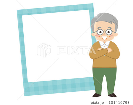 シニア男性とフォトフレームのイラストセット 101416793