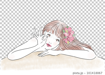 在按摩床上接受治療的長發婦女 101418067