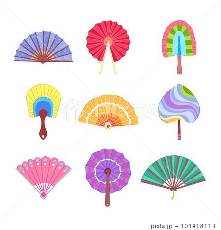 hand fan set cartoon vector illustrationのイラスト素材 [101418113] - PIXTA
