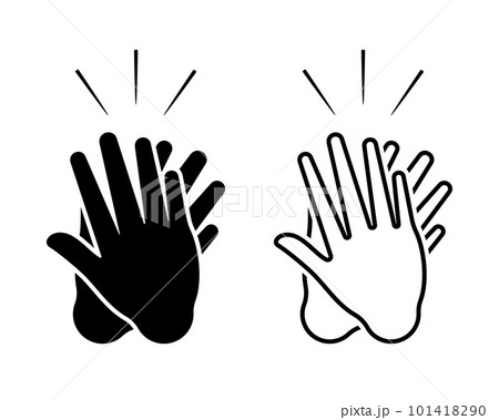 Clapping hands gesture vector illustration icon set. High five applaud congratulate body language silhouette pictogram 101418290